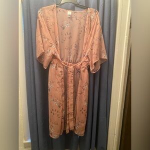 Pink dark shade Floral Kimono Robe
